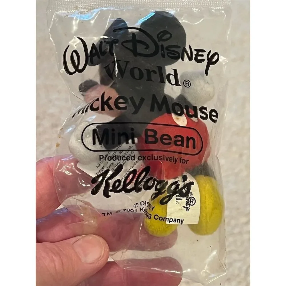 Vintage 2001 Kellogg's Disney Mickey Mouse Mini Bean Plush‎ Toy toddler comfort